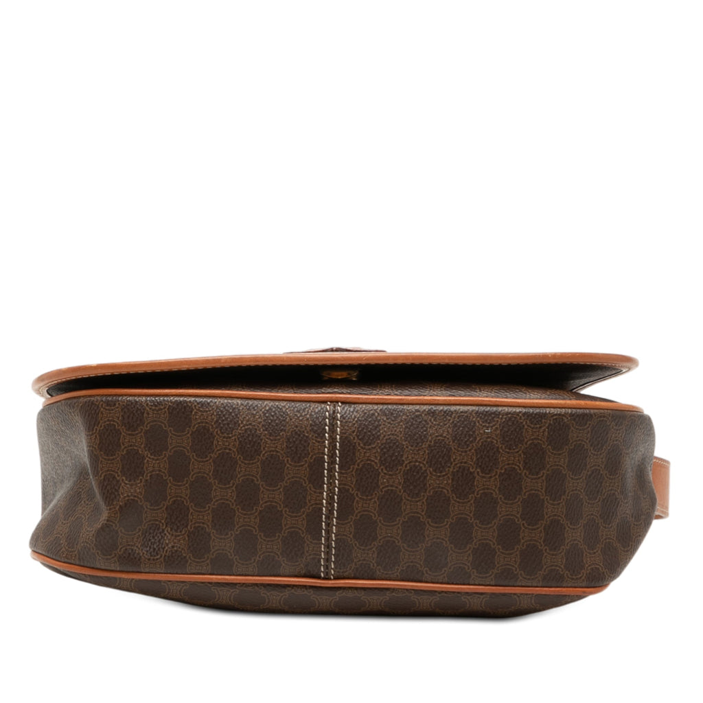 Vintage Saddle Flap Shoulder Bag Macadam Coated Canvas Small