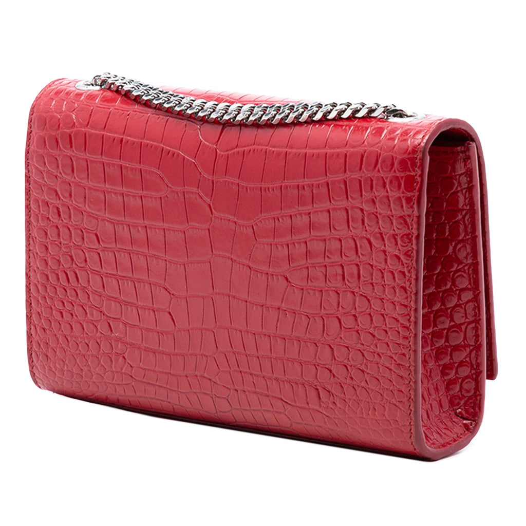 Classic Monogram Tassel Crossbody Bag Crocodile Embossed Leather Medium