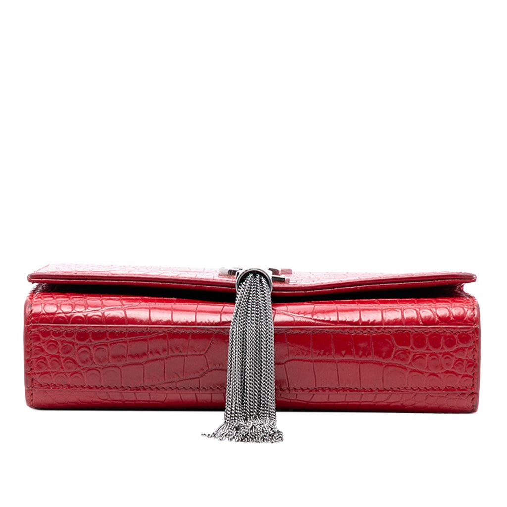Classic Monogram Tassel Crossbody Bag Crocodile Embossed Leather Medium