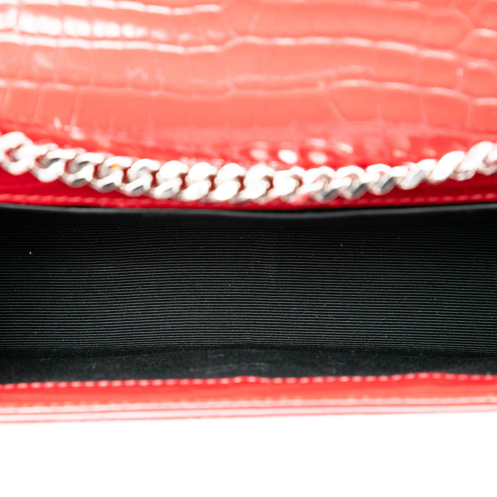 Classic Monogram Tassel Crossbody Bag Crocodile Embossed Leather Medium
