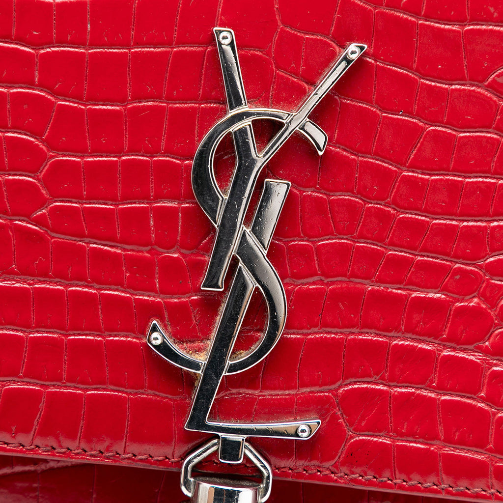 Classic Monogram Tassel Crossbody Bag Crocodile Embossed Leather Medium