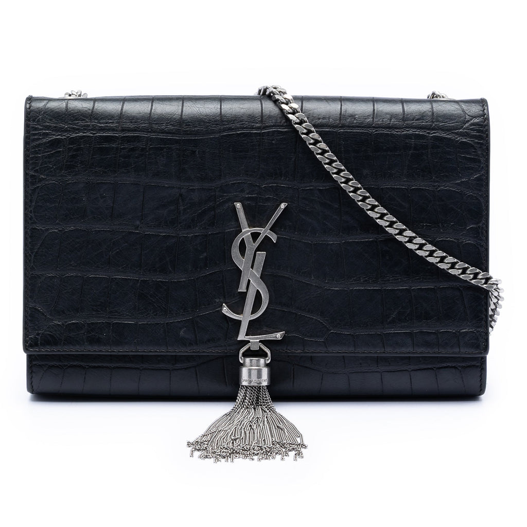 Classic Monogram Tassel Crossbody Bag Crocodile Embossed Leather Medium