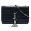 Classic Monogram Tassel Crossbody Bag Crocodile Embossed Leather Medium
