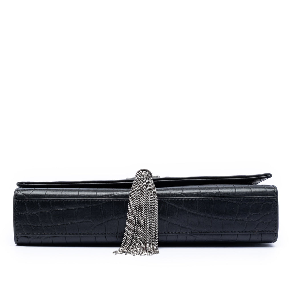 Classic Monogram Tassel Crossbody Bag Crocodile Embossed Leather Medium
