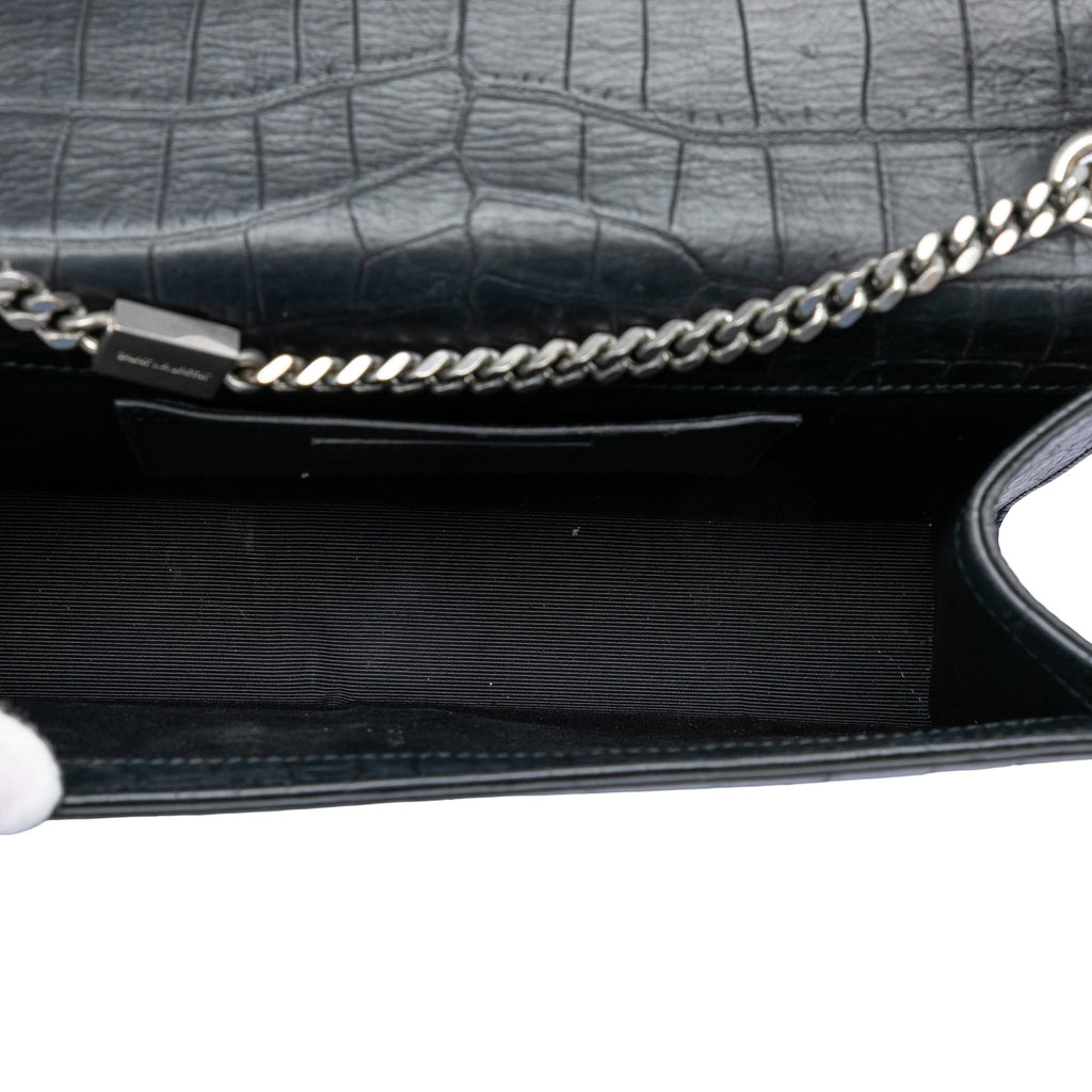 Classic Monogram Tassel Crossbody Bag Crocodile Embossed Leather Medium
