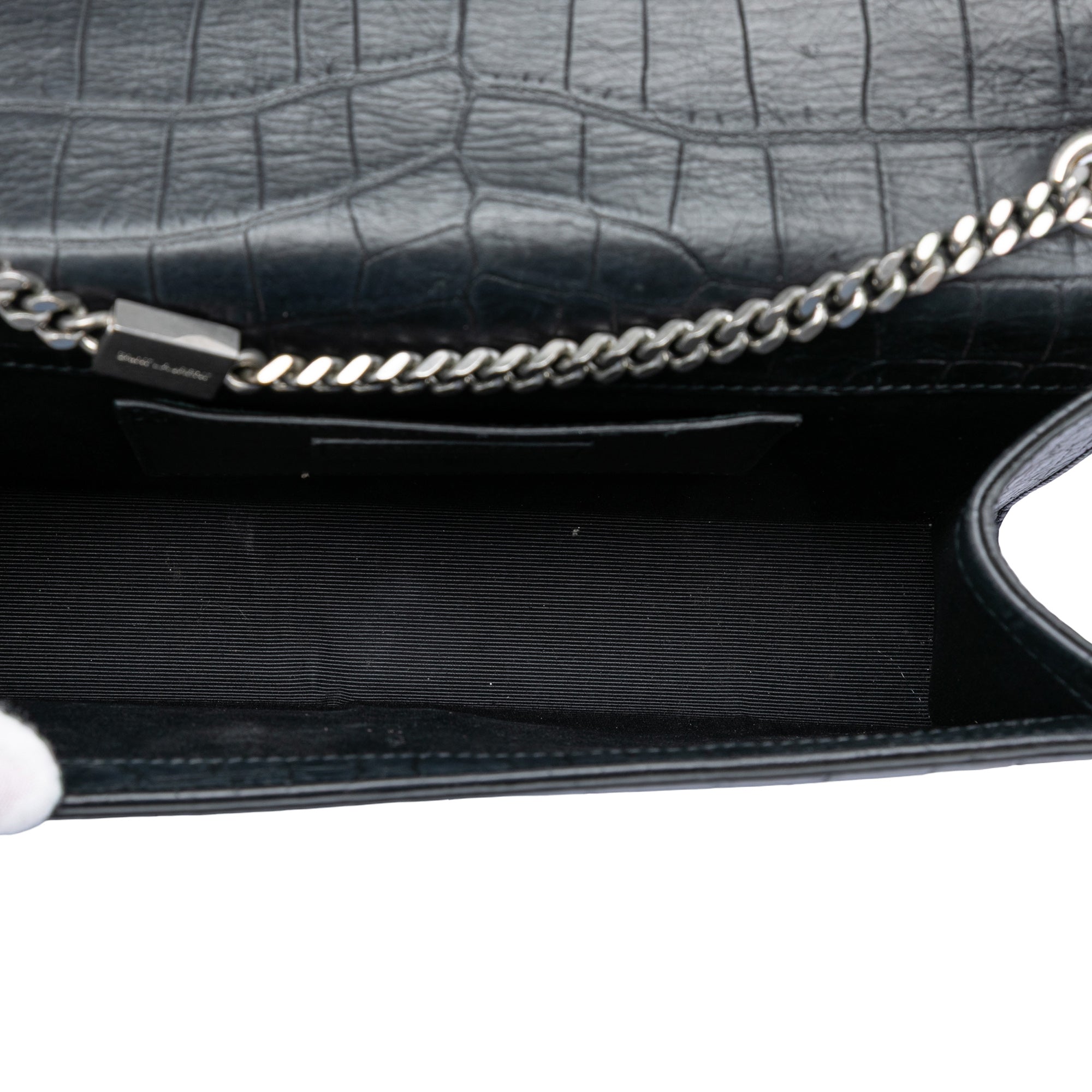 Classic Monogram Tassel Crossbody Bag Crocodile Embossed Leather Medium