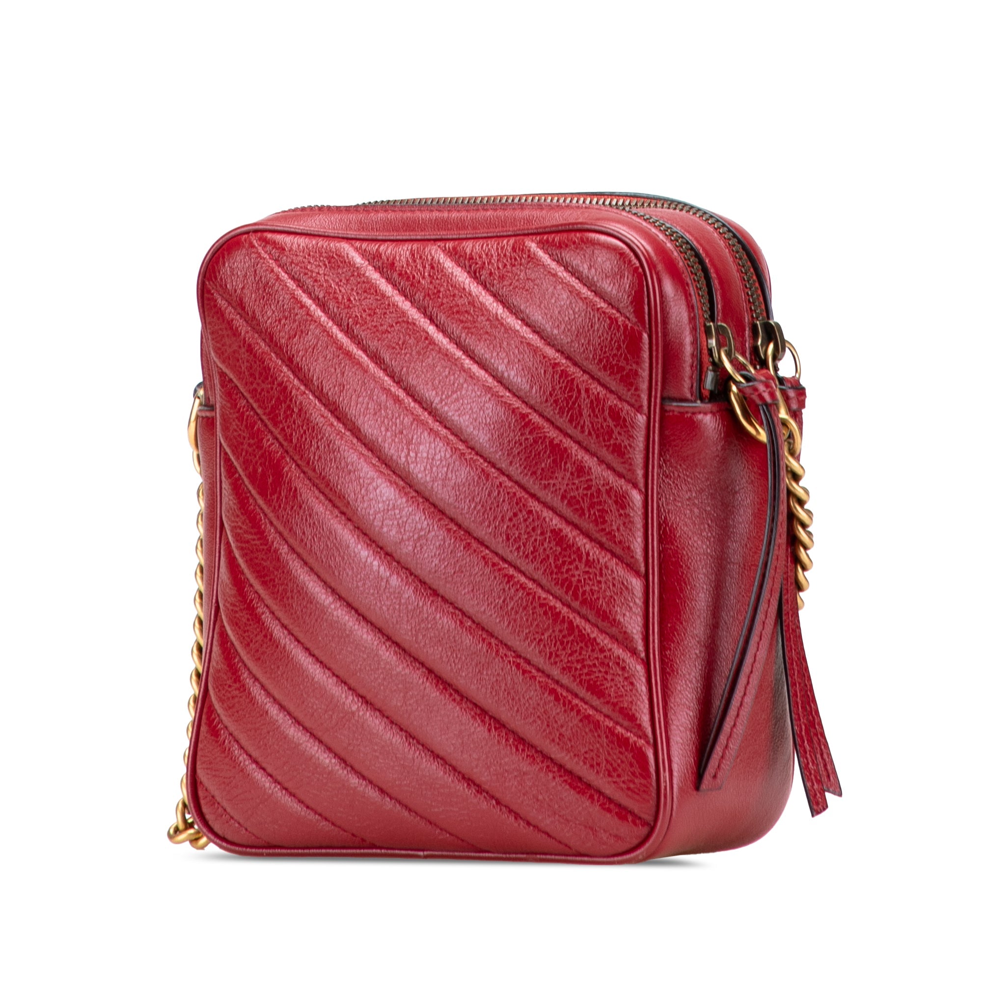 GG Marmont Double Zip Camera Bag Diagonal Quilted Leather Mini