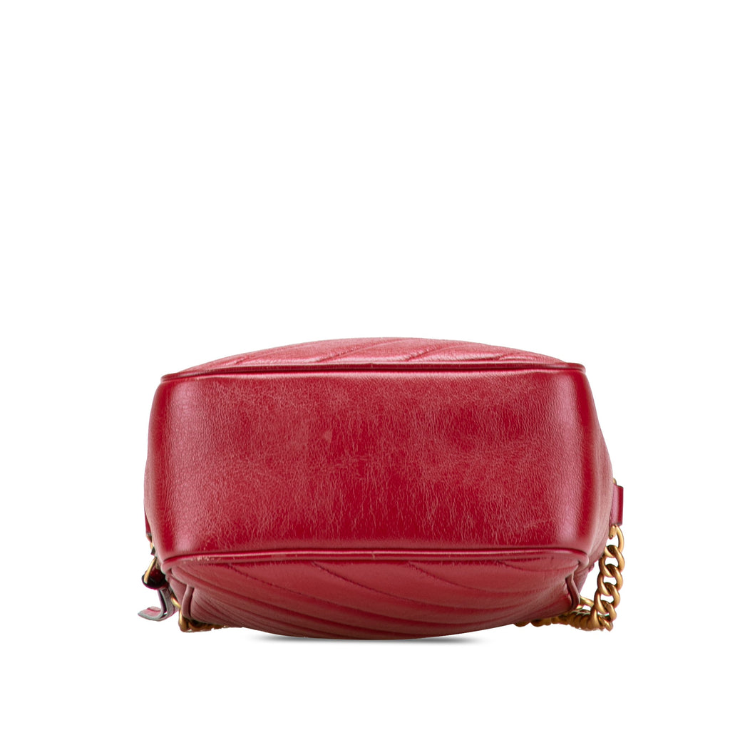 GG Marmont Double Zip Camera Bag Diagonal Quilted Leather Mini