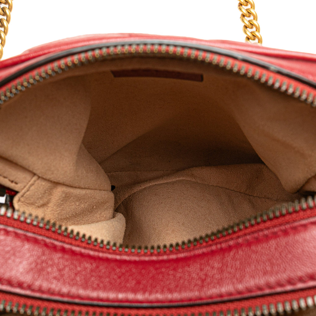 GG Marmont Double Zip Camera Bag Diagonal Quilted Leather Mini