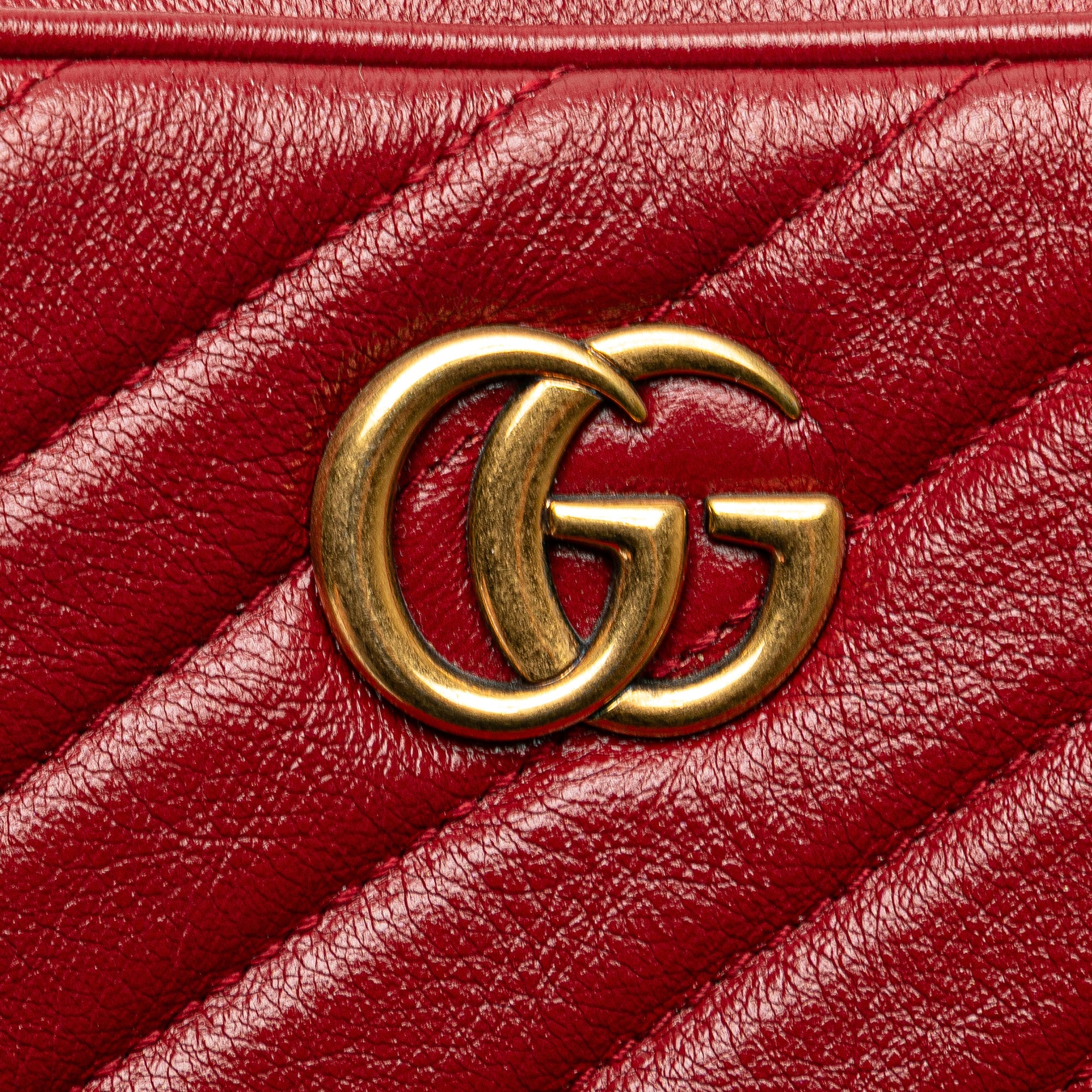 GG Marmont Double Zip Camera Bag Diagonal Quilted Leather Mini