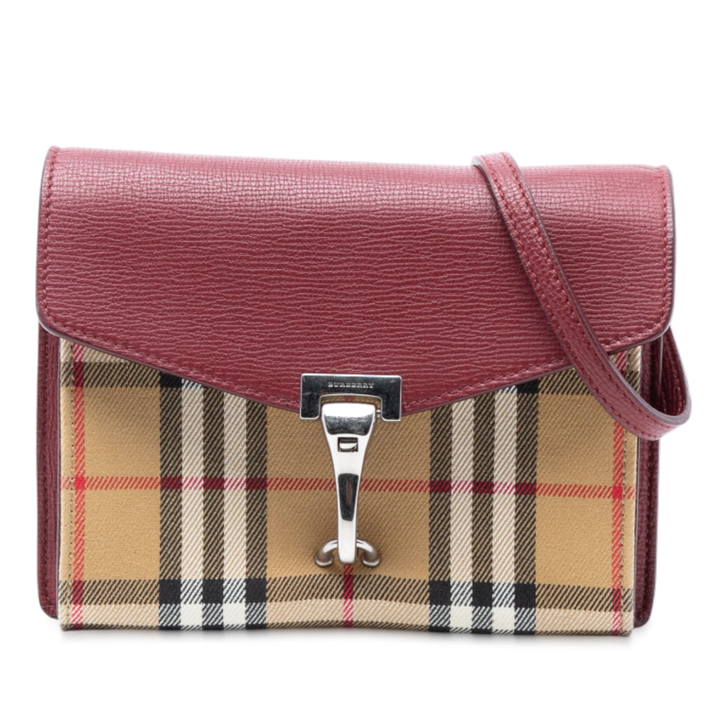 Macken Crossbody Bag Leather and Vintage Check Canvas Small