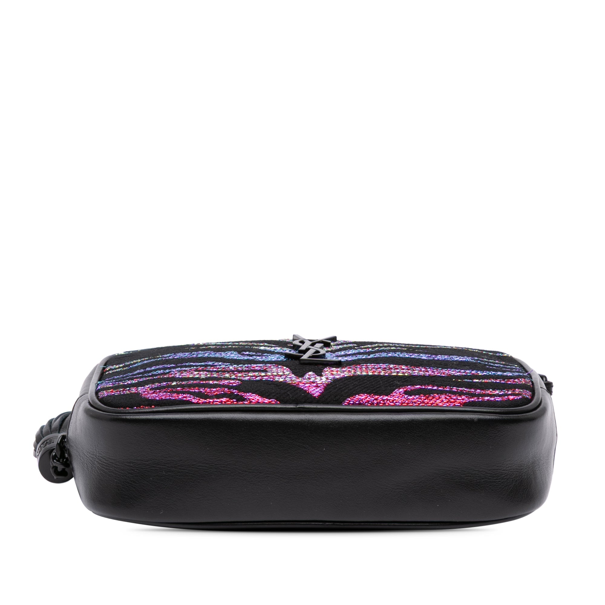 Lou Camera Bag Glitter Jacquard and Leather Mini