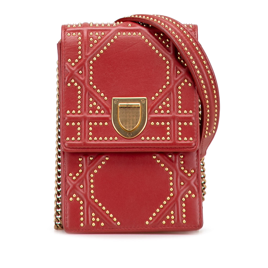 Diorama Vertical Clutch on Chain Studded Leather