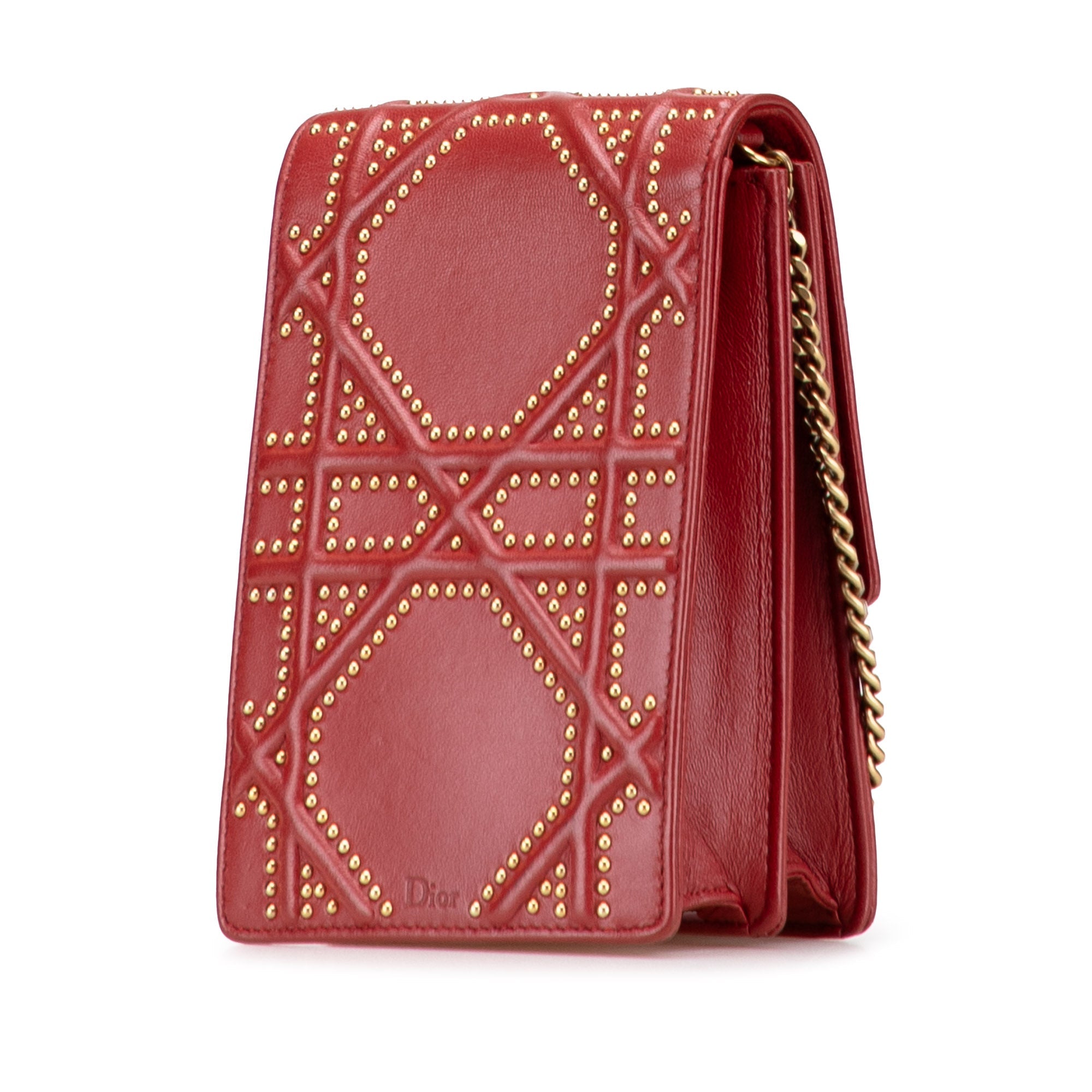 Diorama Vertical Clutch on Chain Studded Leather