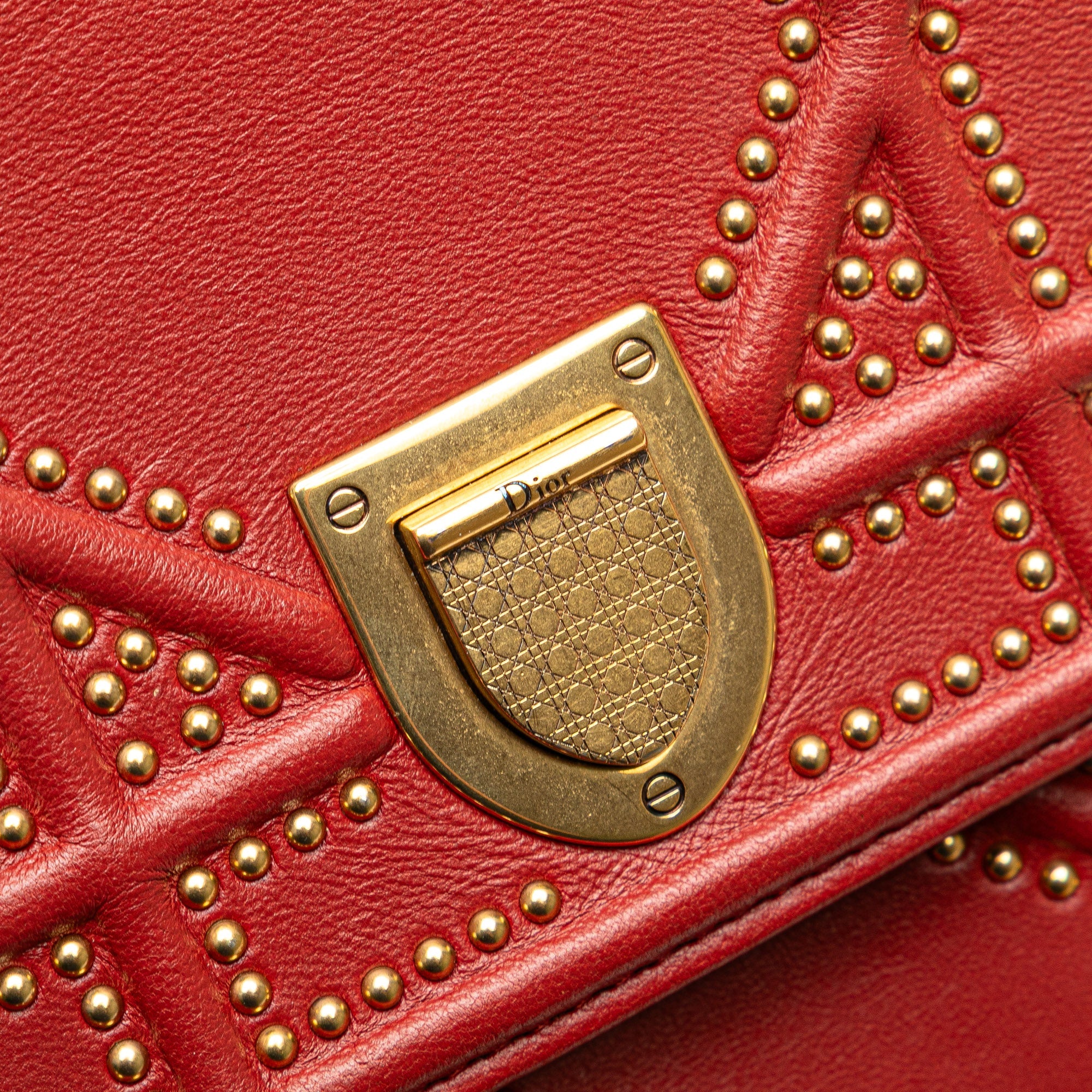 Diorama Vertical Clutch on Chain Studded Leather