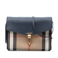 Macken Crossbody Bag Leather and House Check Canvas Small