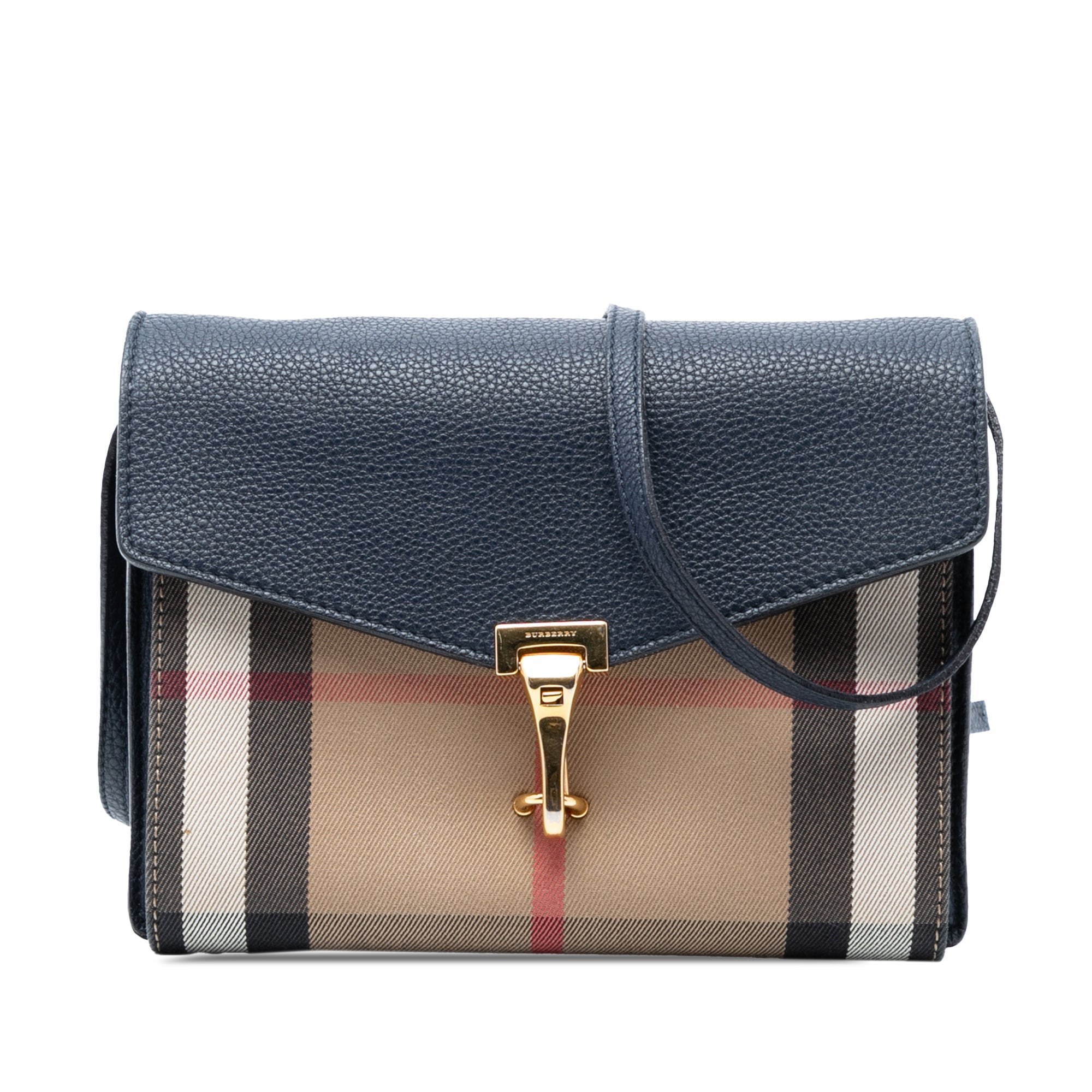 Macken Crossbody Bag Leather and House Check Canvas Small