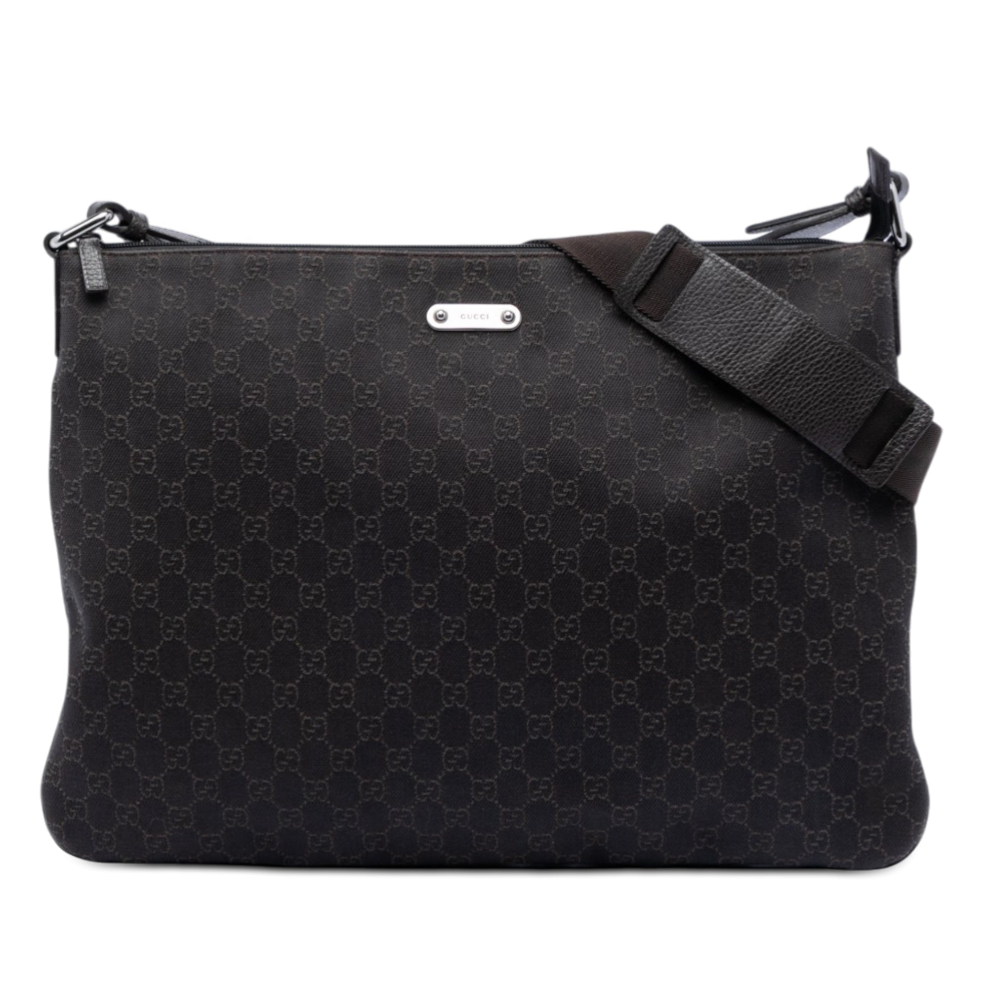 Zip Top Messenger Bag GG Coated Canvas Large
