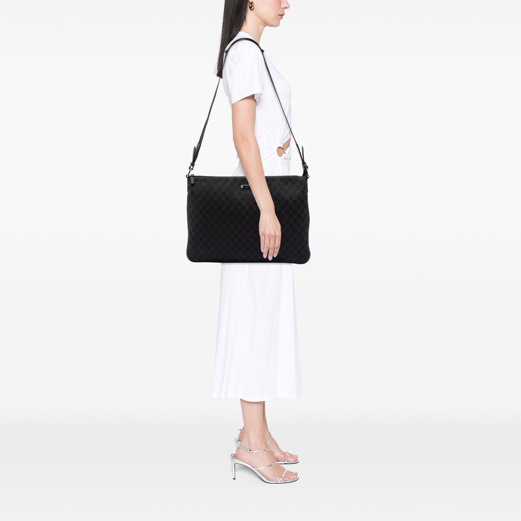 Zip Top Messenger Bag GG Coated Canvas Large