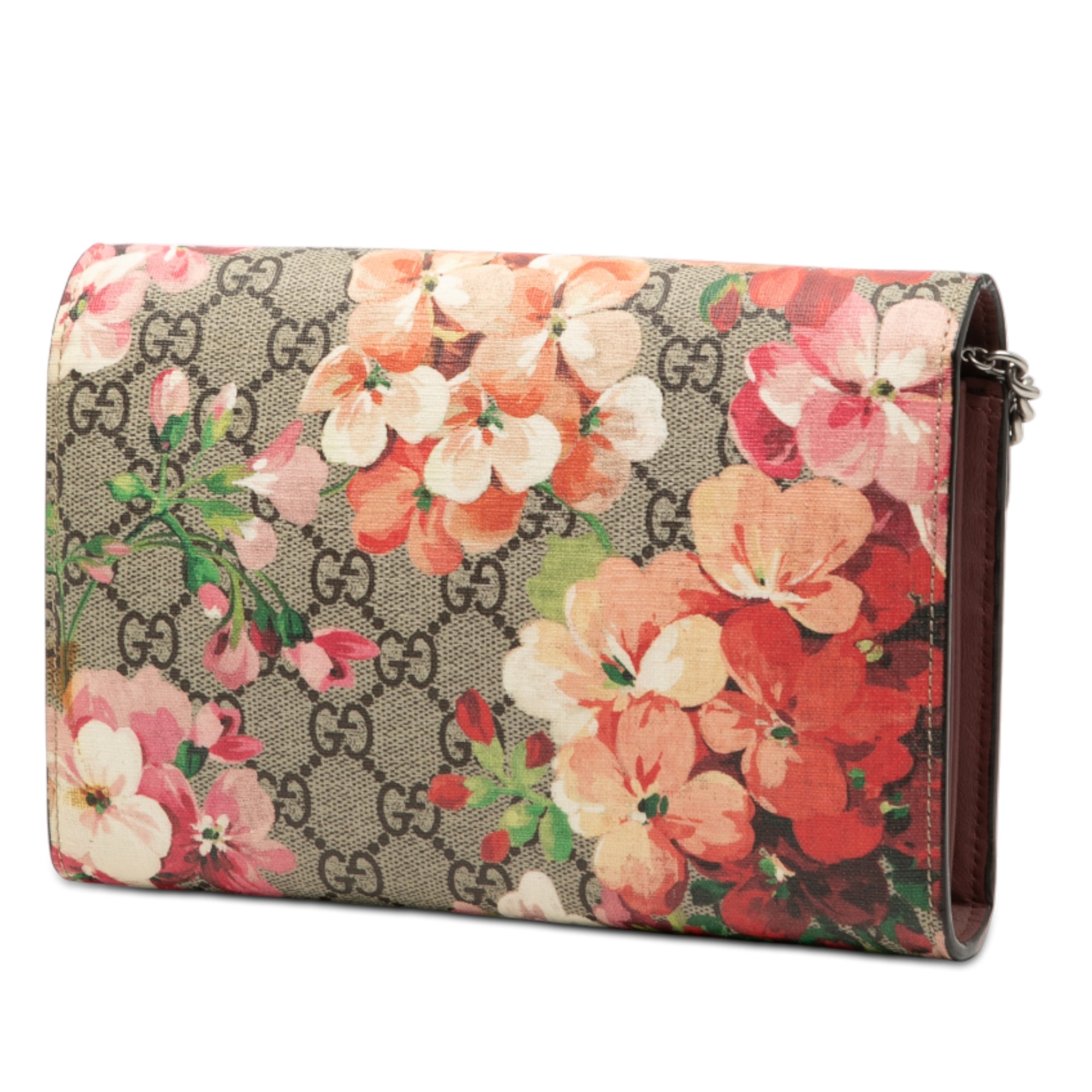 Dionysus Chain Wallet Blooms Print GG Coated Canvas Small