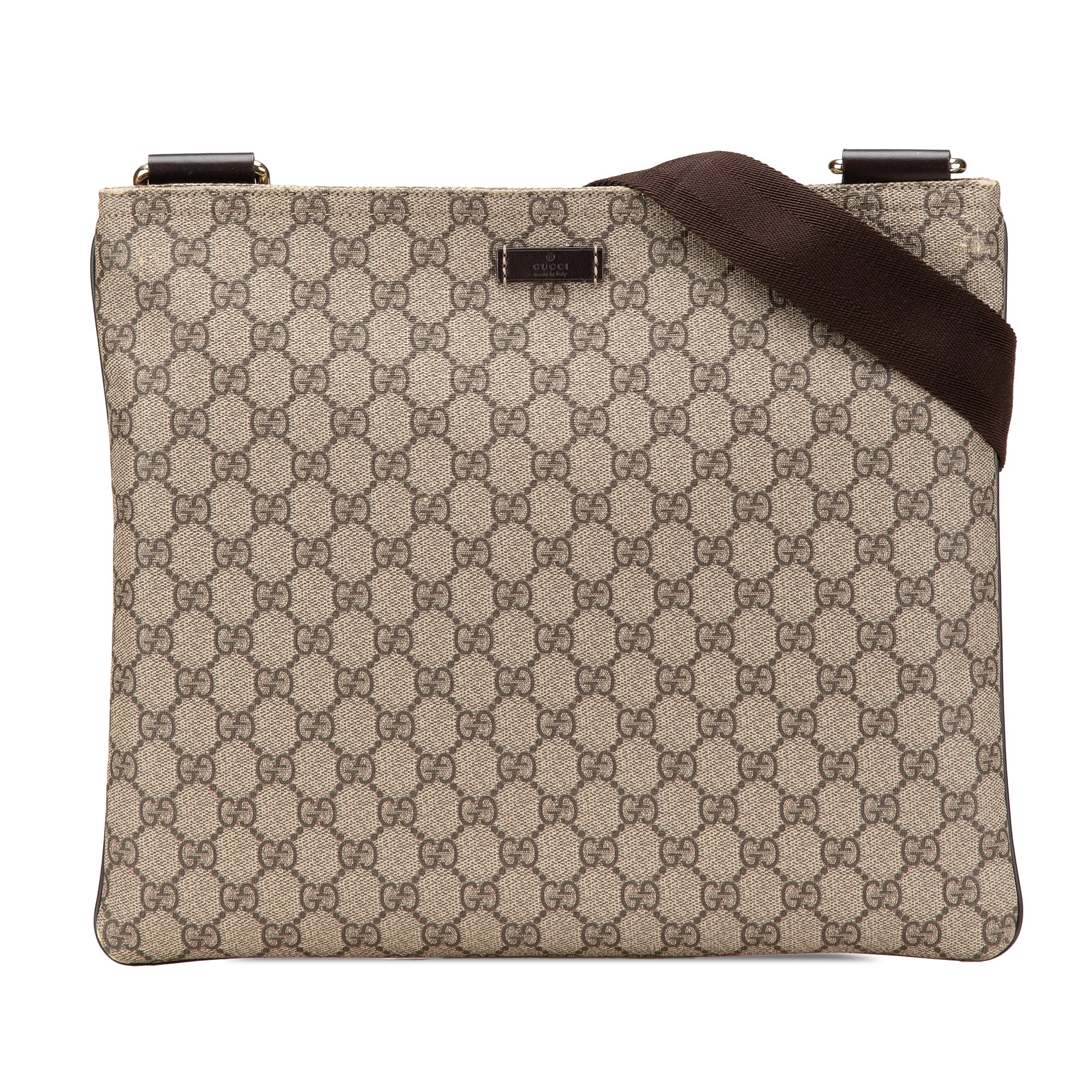 Zip Top Messenger Bag GG Coated Canvas Large
