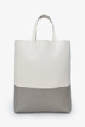 Celine White/Taupe Leather Cabas Bag with Strap