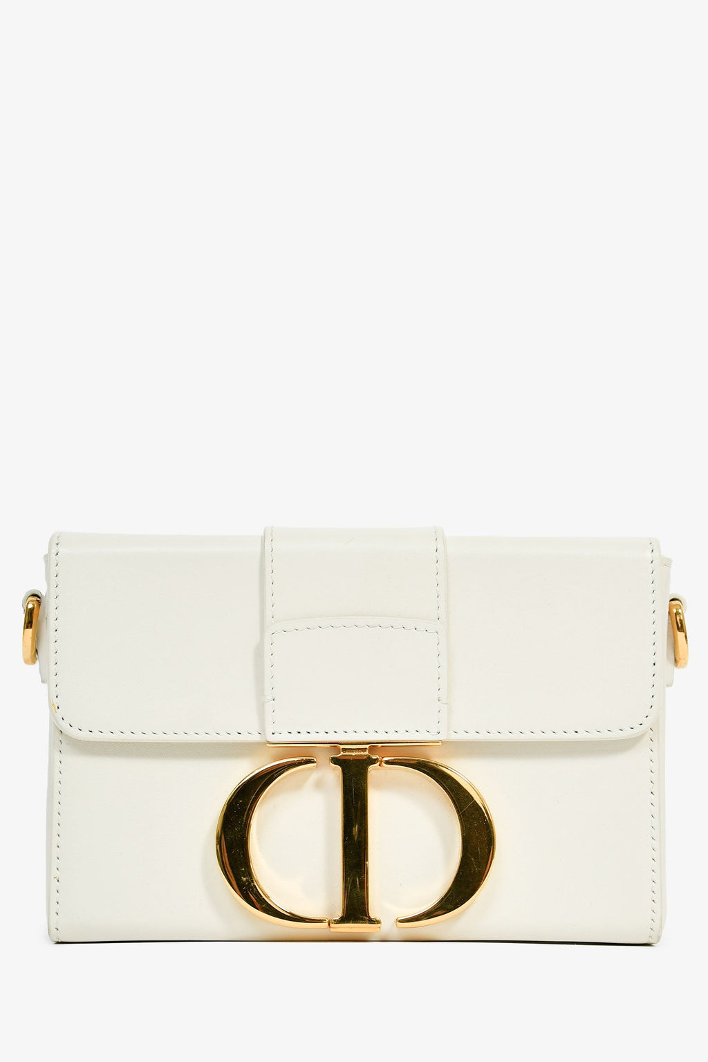 Christian Dior White Leather '30 Montaigne Box' Crossbody