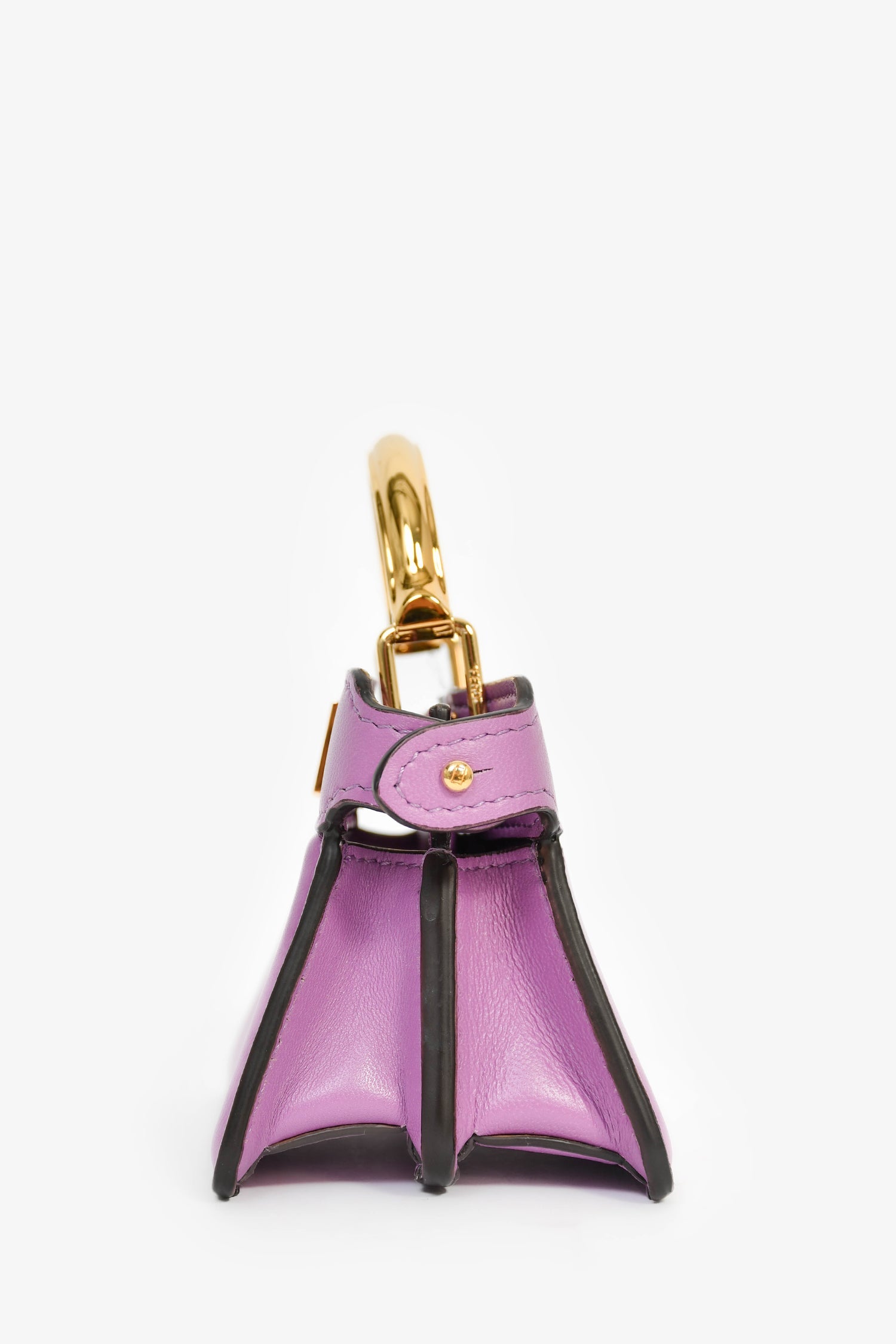 Fendi Purple Lamb Leather Nano Peekaboo Top Handle Bag With Strap