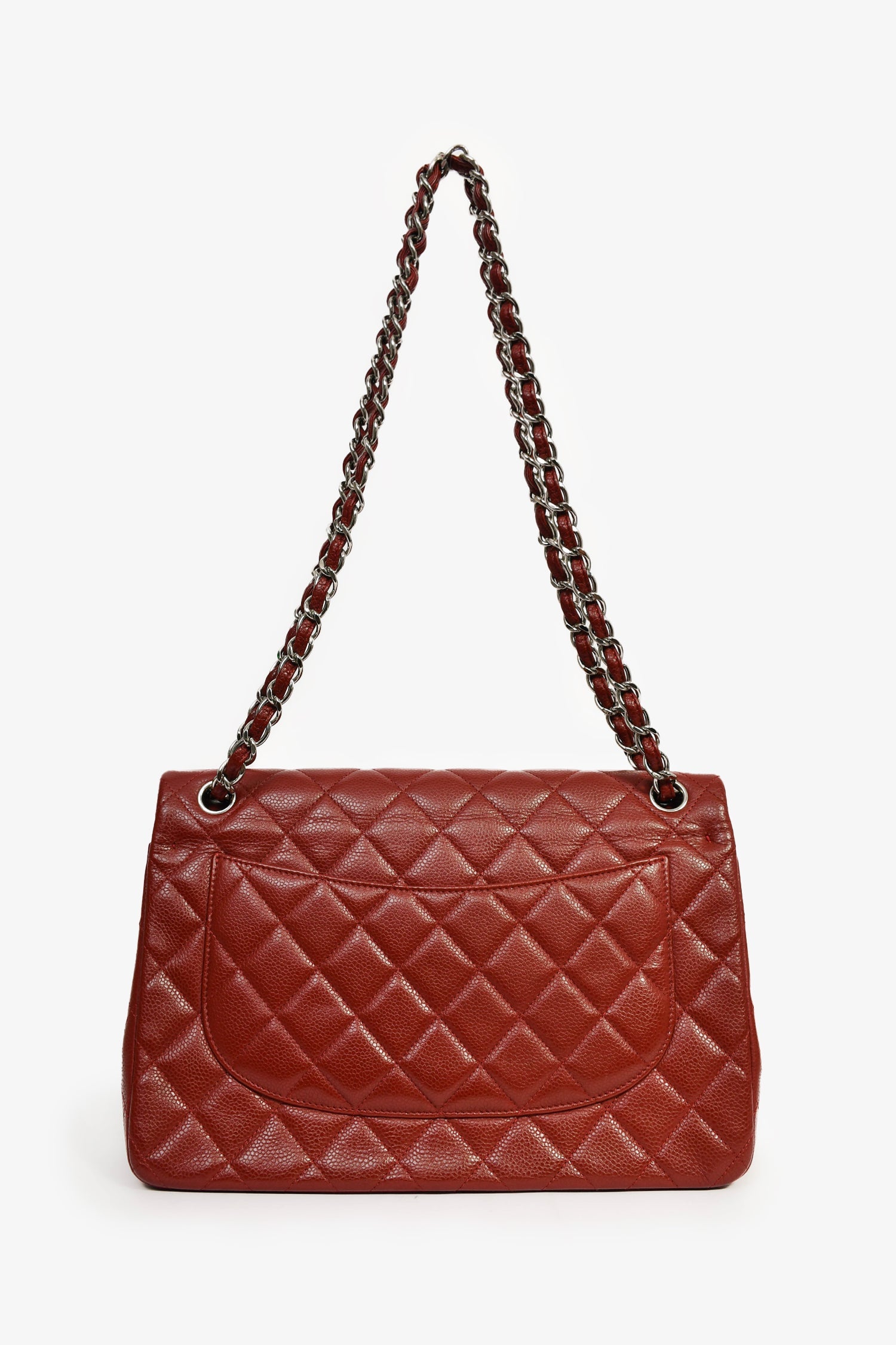 Pre-Loved Chanel™ 2013-14 Burgundy Caviar Leather Jumbo Classic Double Flap Bag