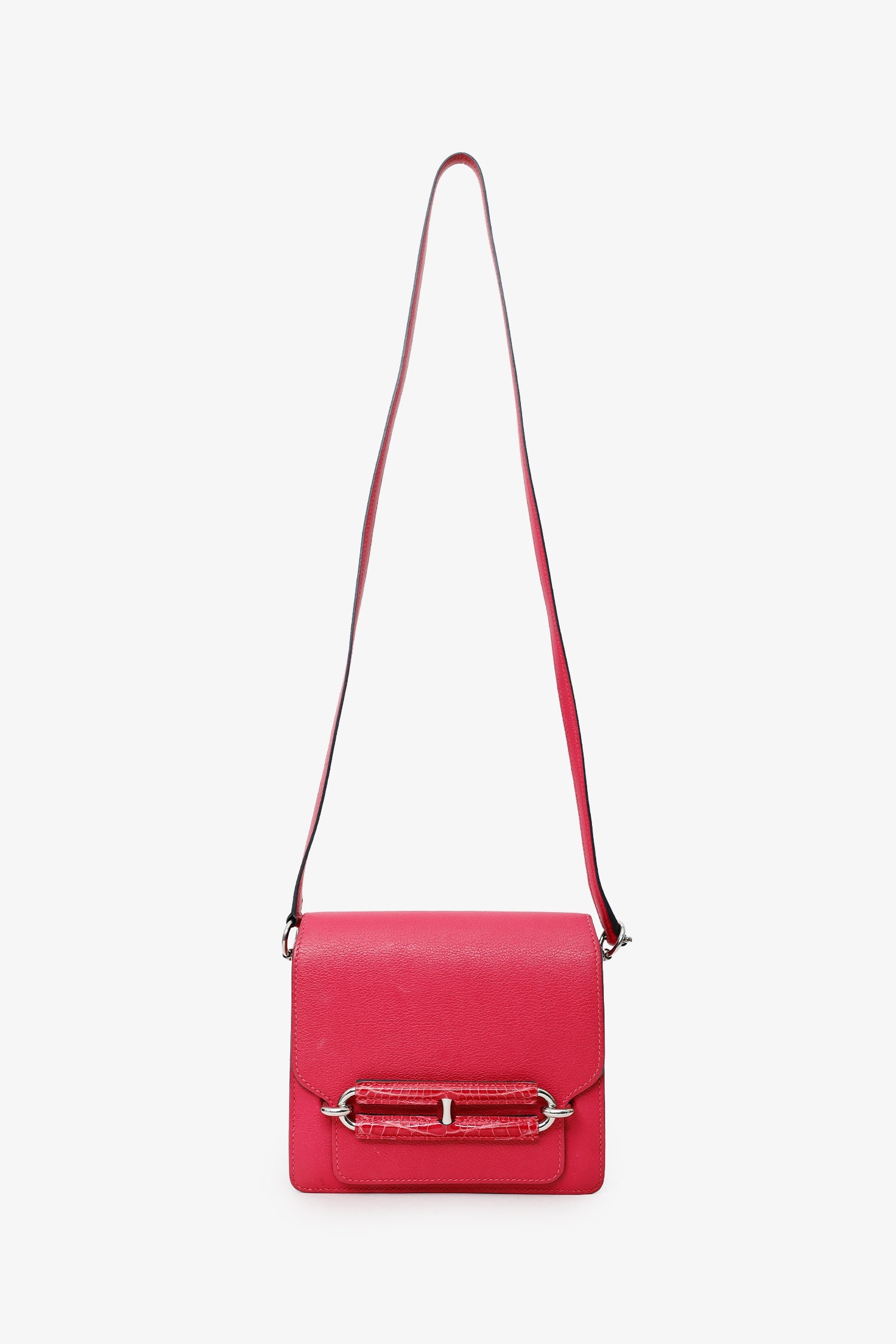 Hermès Pink Evercolour & Alligator Mini Sac Roulis Touch 18