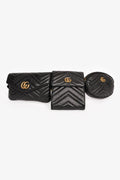 Gucci 2018 Black Marmont Matelasse Multi Pocket Belt Bag