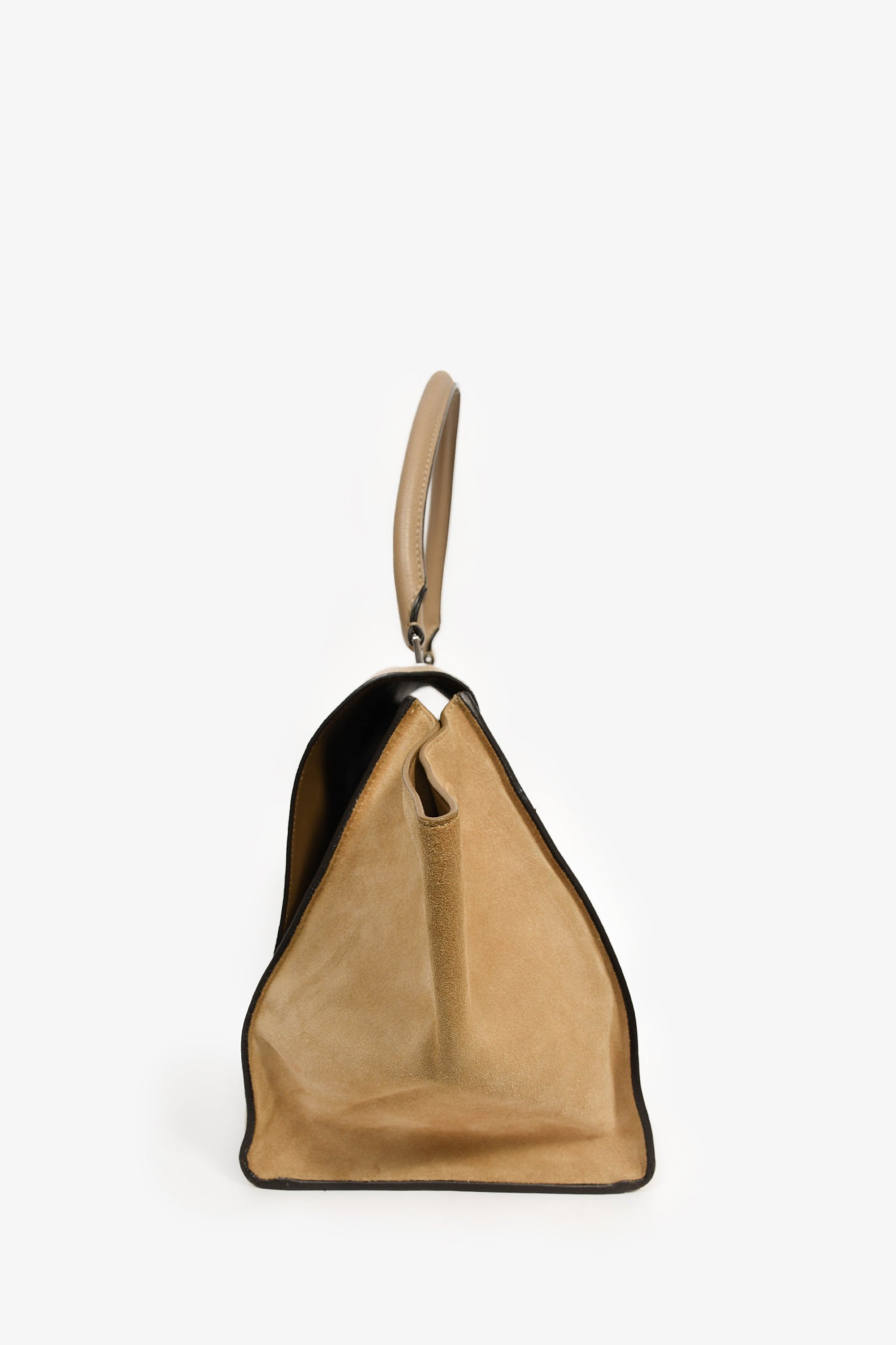Celine Taupe Leather/Suede 'Trapeze' Top Handle Bag