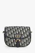 Christian Dior Navy Blue Oblique Jacquard Medium 'Bobby' Crossbody Bag