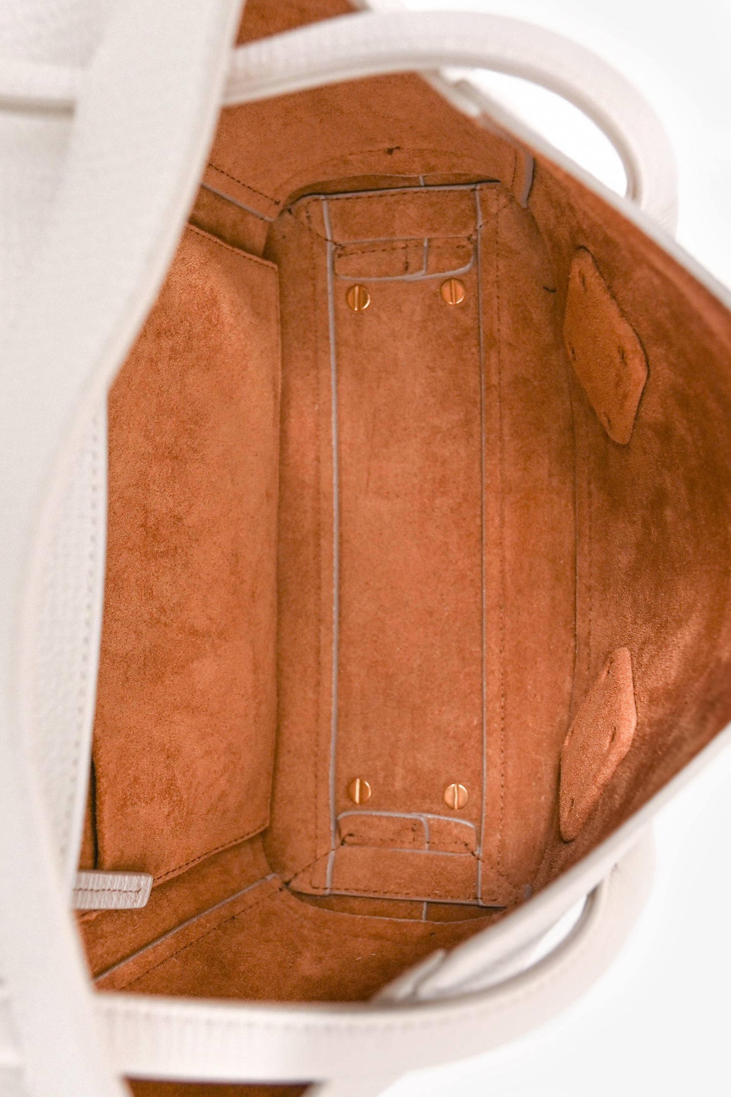 Bottega Veneta White Leather Mini Acro Top Handle