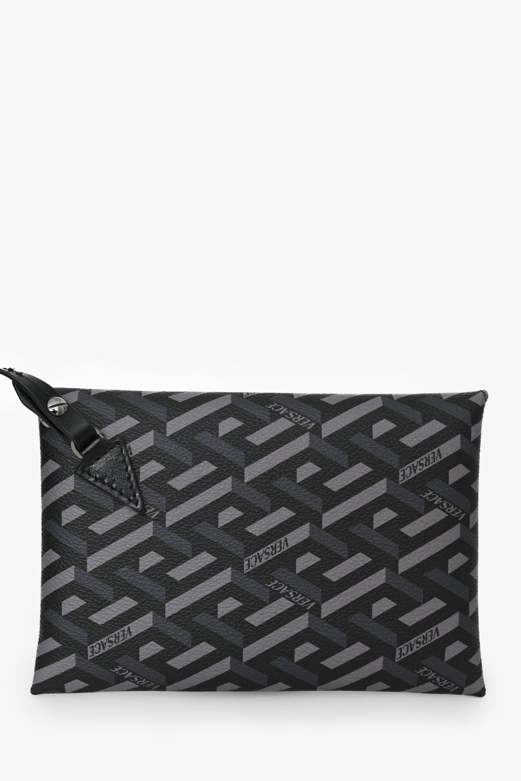 Versace Grey La Greca Canvas Smiley Medusa Tote Bag with Pouch