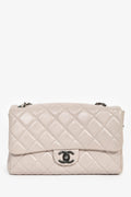 Pre-Loved Chanel™ 2014 Light Taupe Aged Calfskin Leather Jumbo Single Flap