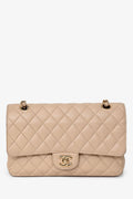 Pre-Loved Chanel™ 2009-10 Beige Caviar Leather Medium Double Flap