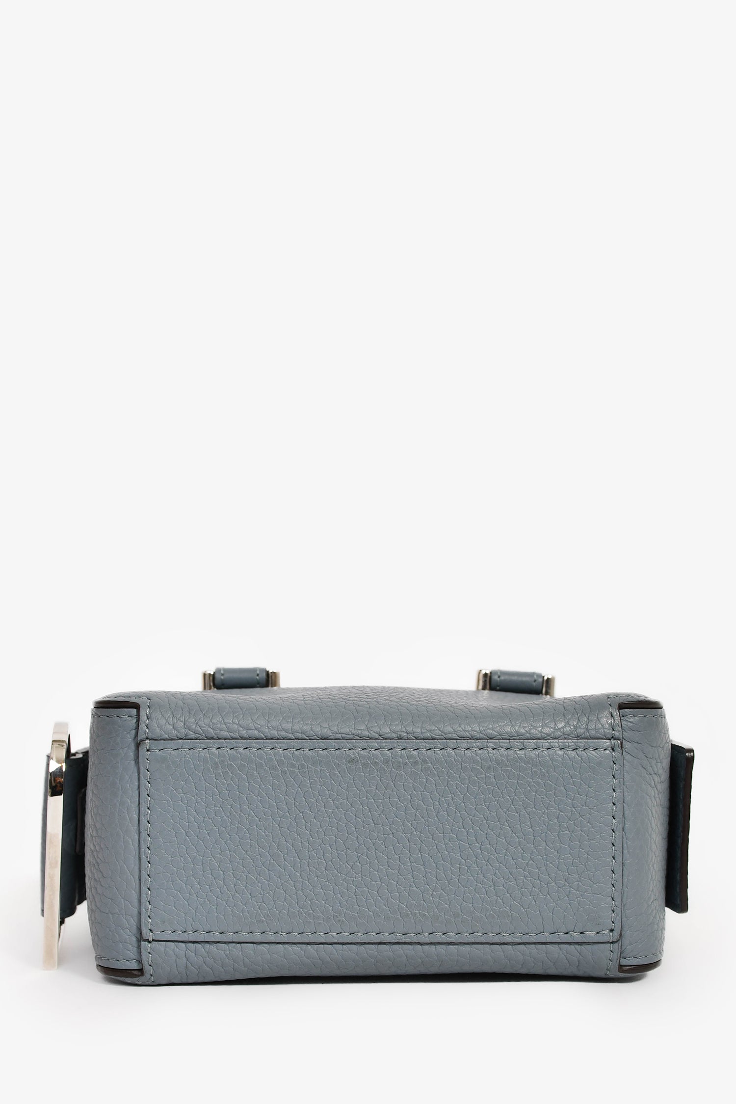 Delvaux Blue Grained Leather 'Cool Box' Nano Top Handle