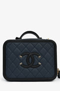 Pre-Loved Chanel™ 2019 Black/Navy Medium Filigree Vanity Case Bag