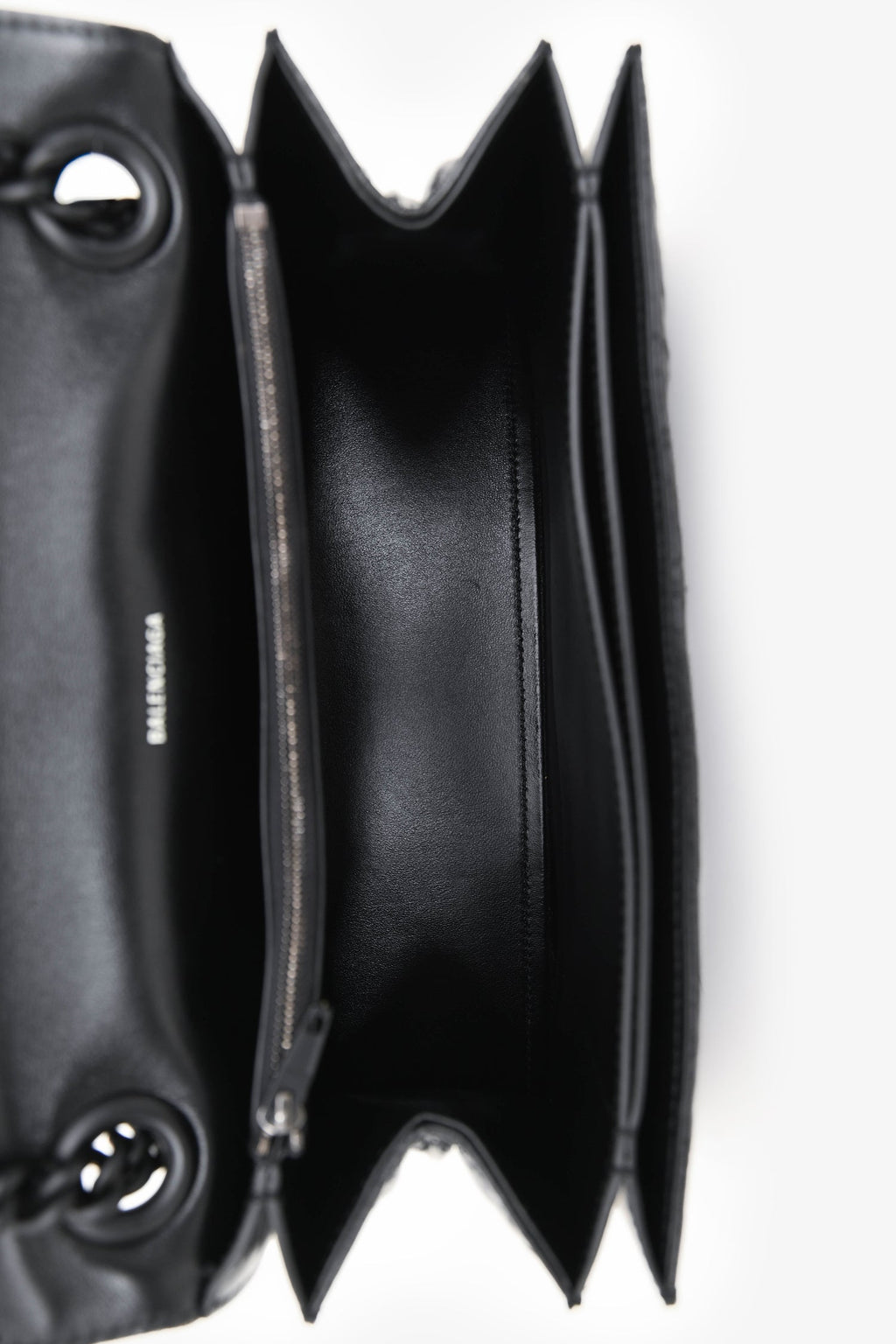 Balenciaga Black Crackled Leather Medium Crush Shoulder Chain Bag