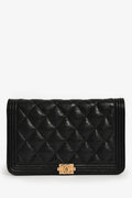 Pre-Loved Chanel™ 2018/19 Black Caviar Leather CC Boy Wallet on Chain
