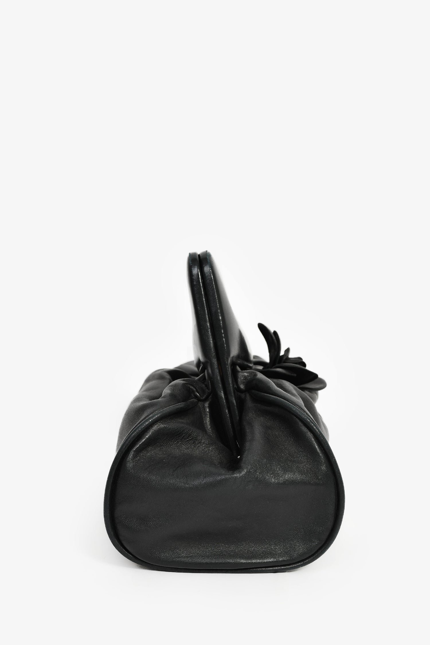 Pre-Loved Chanel™ Vintage Black Leather Camellia Frame Clutch Bag