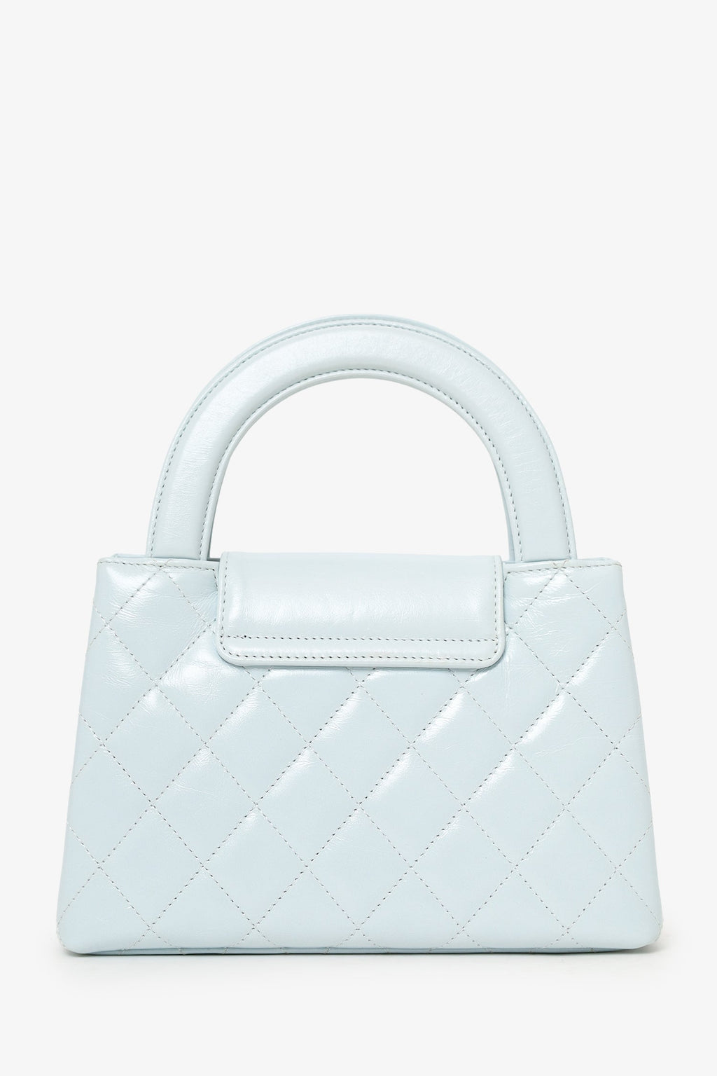Pre-Loved Chanel™ 2024 Baby Blue Shiny Aged Calfskin Quilted Mini Kelly Shopper
