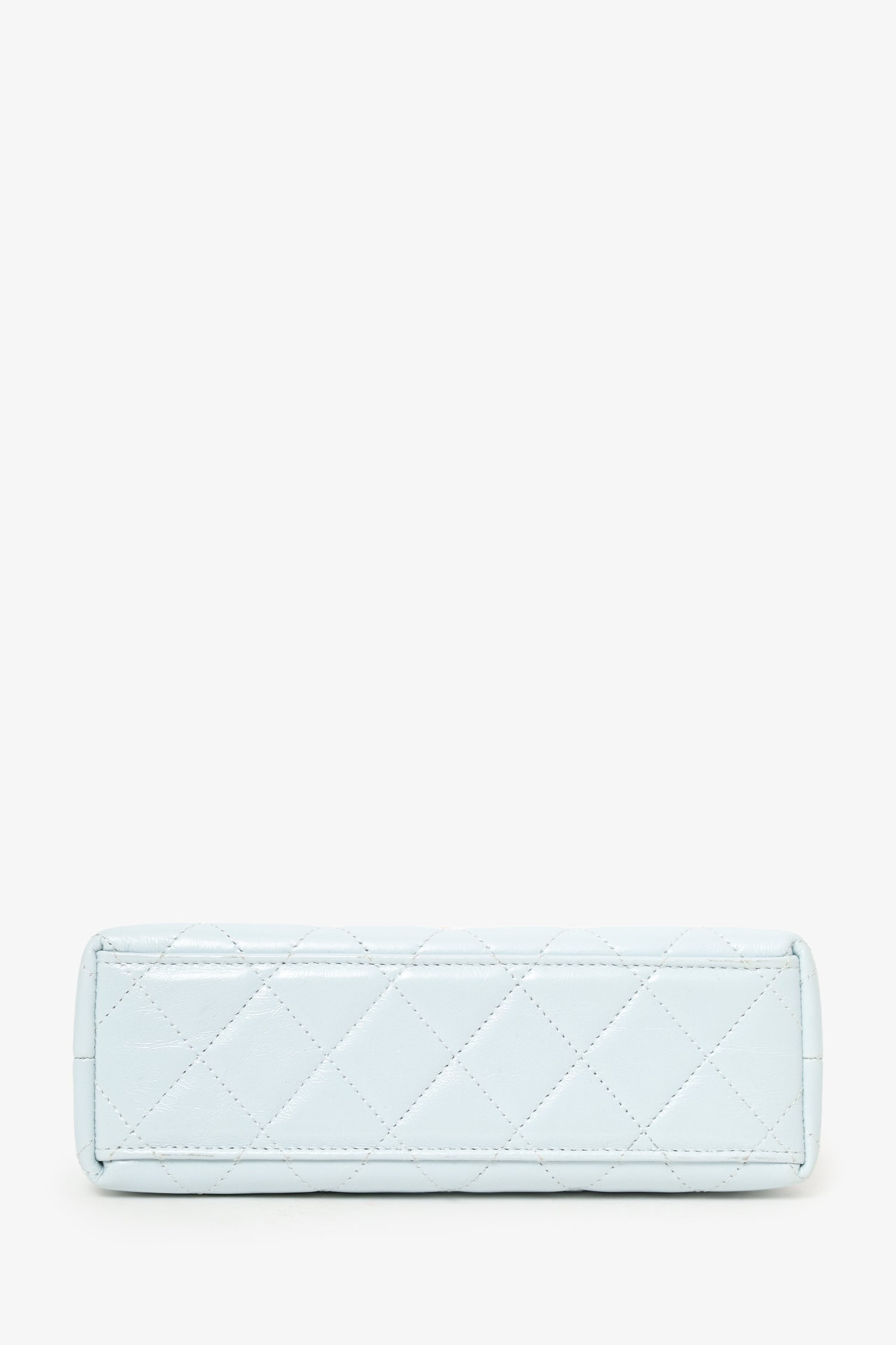 Pre-Loved Chanel™ 2024 Baby Blue Shiny Aged Calfskin Quilted Mini Kelly Shopper