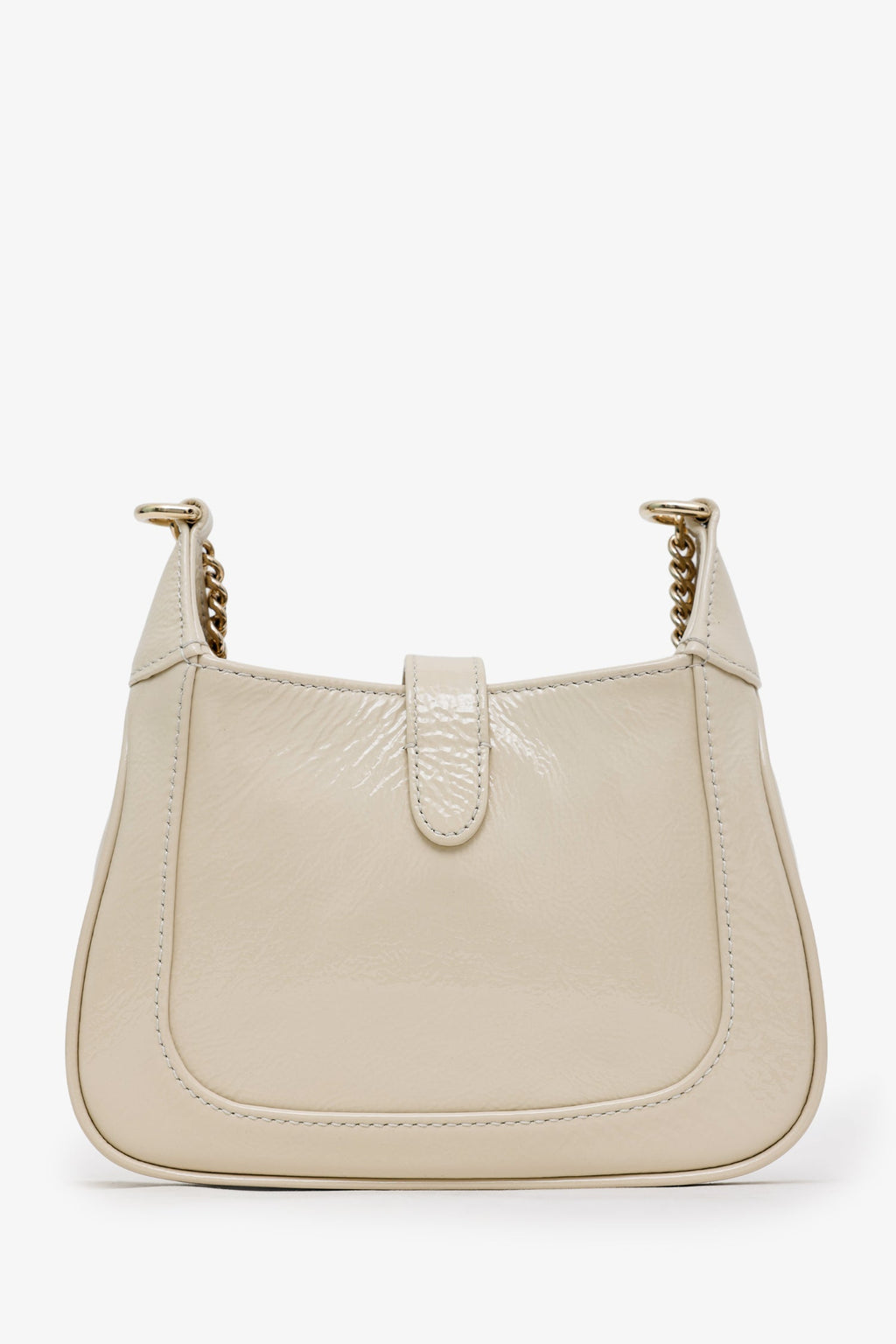 Gucci Ivory Patent Leather Mini Jackie Notte Chain Bag