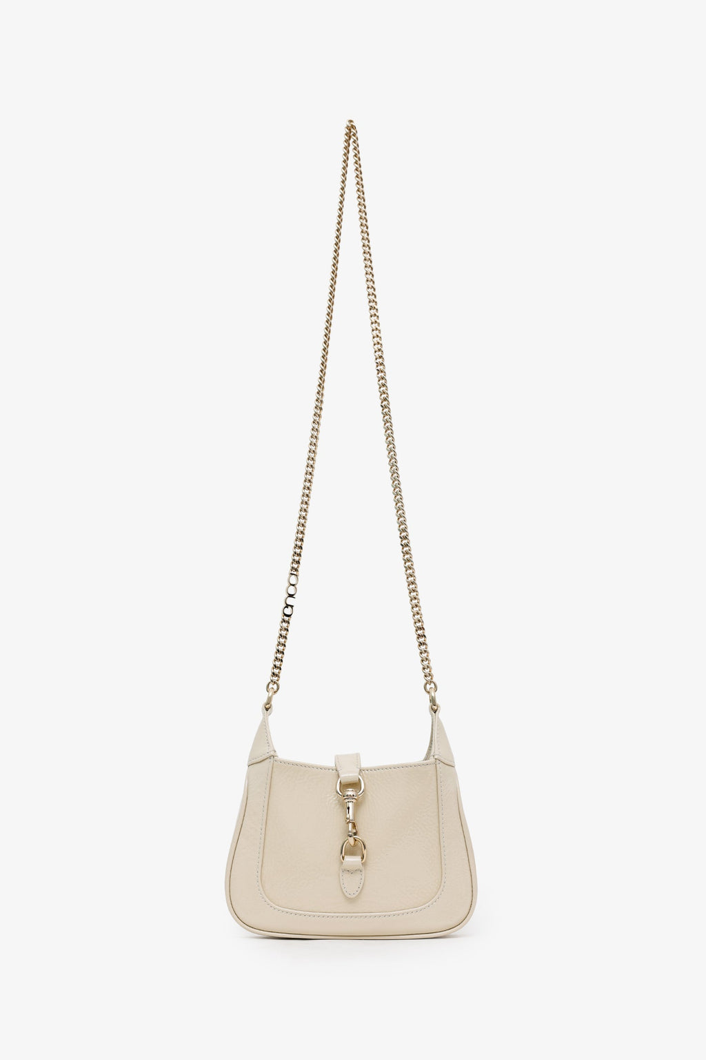 Gucci Ivory Patent Leather Mini Jackie Notte Chain Bag