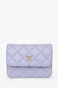 Pre-Loved Chanel™ 2021 Purple Lambskin Leather Mini Flap Crossbody Bag