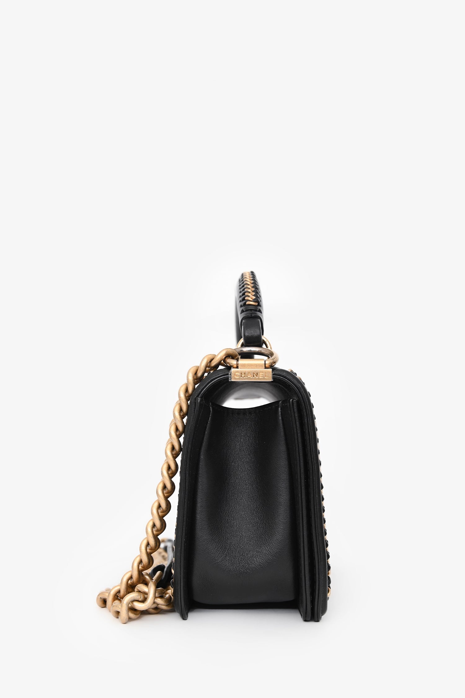 Pre-Loved Chanel™ 2016/17 Black Quilted Leather Medium Chain Top Handle Bag