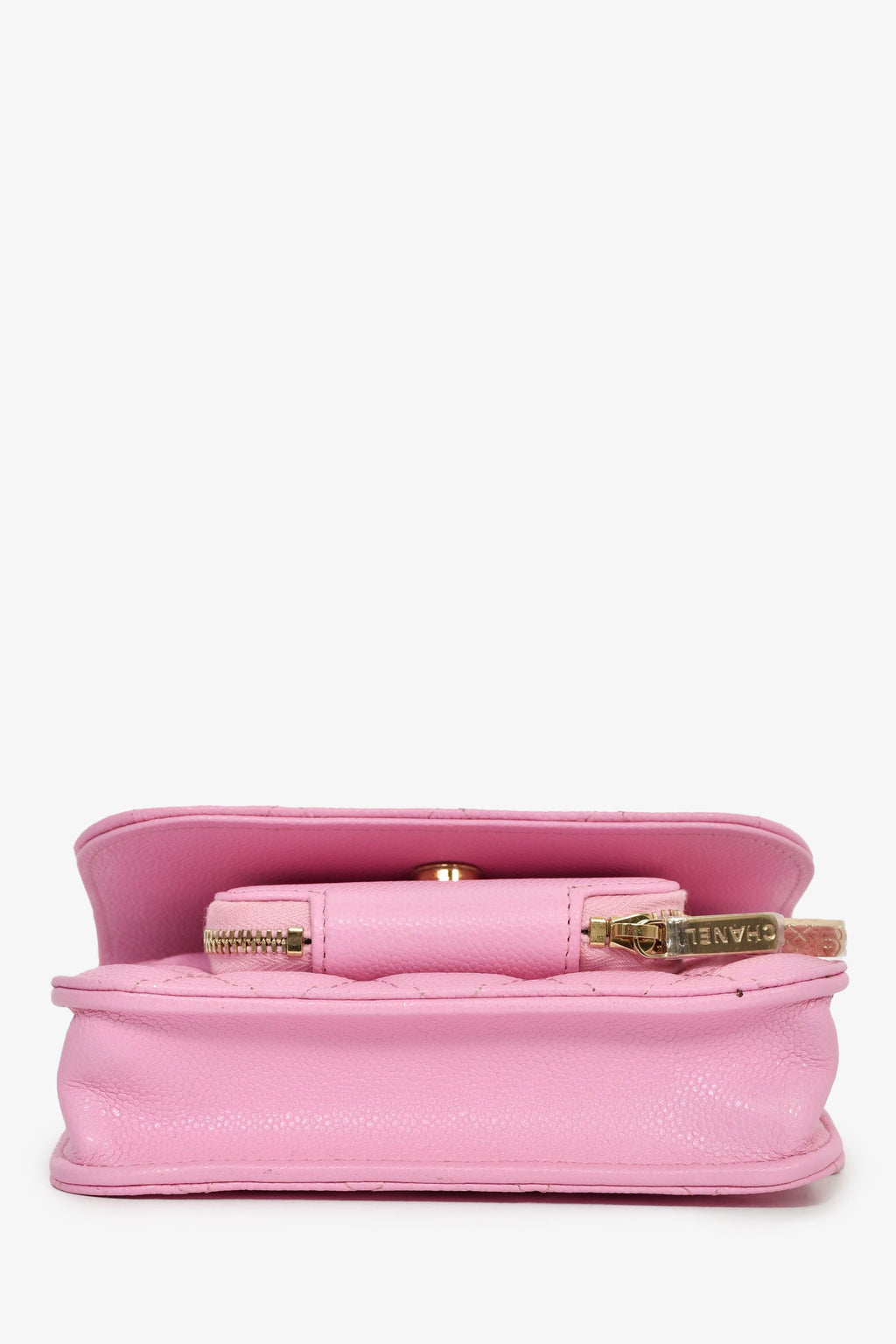 Pre-Loved Chanel™ 2022+ Lilac Caviar Leather Business Affinity Clutch On Chain