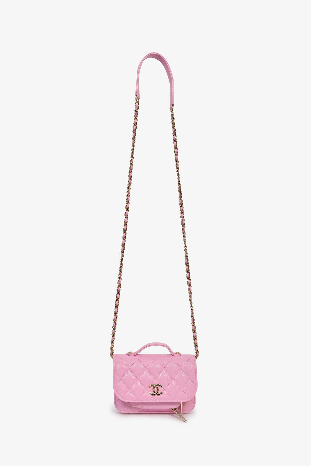 Pre-Loved Chanel™ 2022+ Lilac Caviar Leather Business Affinity Clutch On Chain